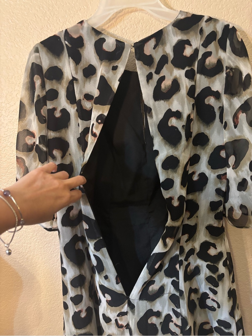 BCBGeneration Romper Size 8 Leopard Print Black, Cream, Brown Open Slits Flowy - Picture 9 of 16